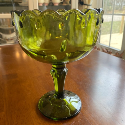 Candy Dish Green Depression Glass Lidded Dish Etsy
