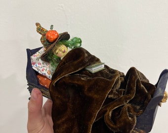 Miniature bed 12th scale Florence the witch sleeping
