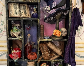 Ravenclaw Witch shadow box miniature cabinet curiosities
