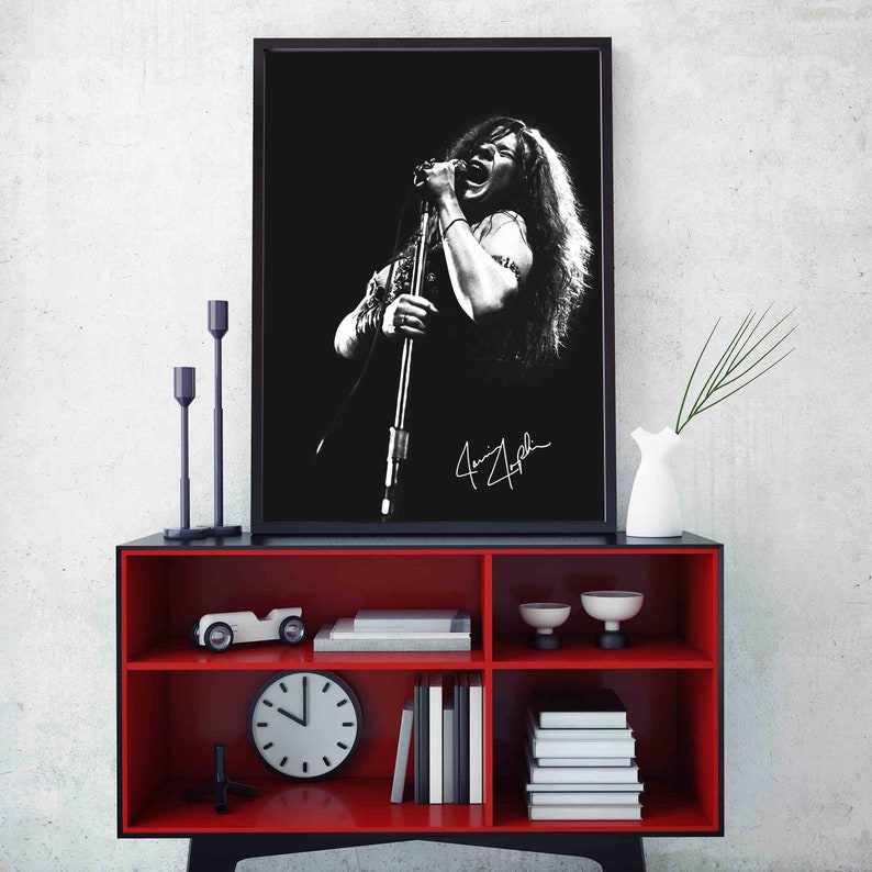 Janis Joplin Poster With Signature Rock Music Art Print Singer Wall ...