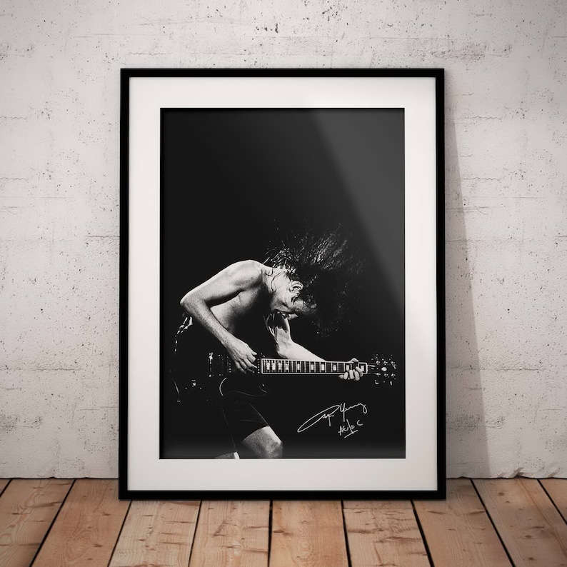 Angus Young Poster With Signature AC/DC Art Print Hard - Etsy