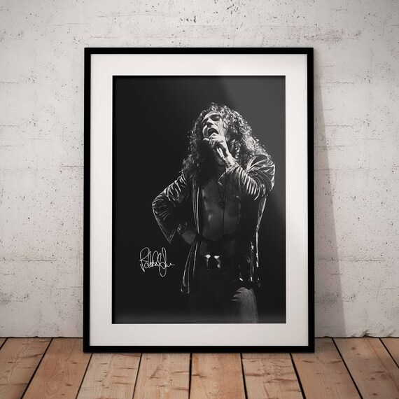 Robert Plant Poster With Signature Led Zeppelin Wall Art British Rock Band Music Print Singer Artwork Design Black White Printed Etsy Canada