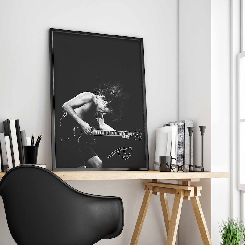 Angus Young Poster With Signature AC/DC Art Print Hard - Etsy