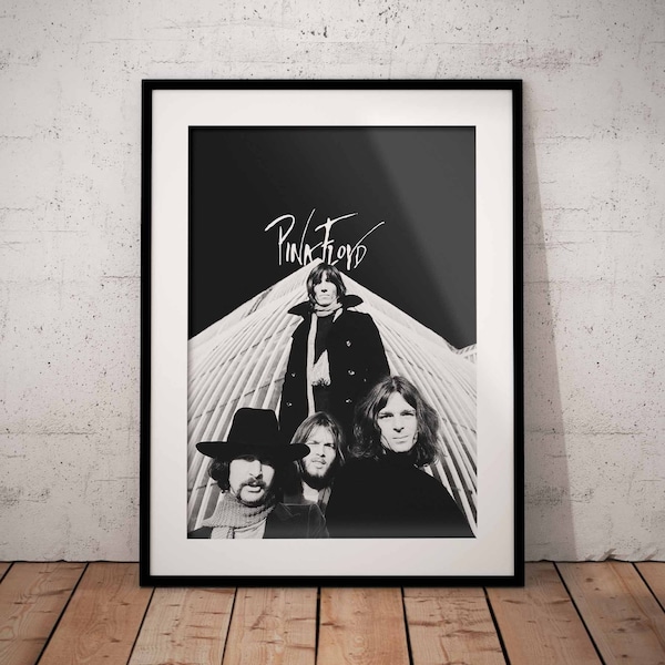 Pink Floyd Art Print - British Rock Music Artwork - Psychedelic Poster Wall Design - Black White Printed