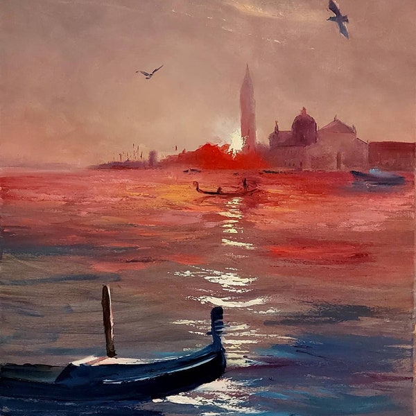 Ölgemälde "Venedig bei Sonnenuntergang" 40x60cm, Öl auf Leinwand