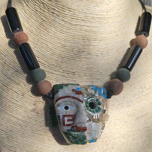 Life and Death  Duality Stone Mask Necklace ~ Exceptional Unique Sculpted Jewelry