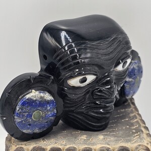Huehueteotl~Wisdom~Sculpted Obsidian Stone Mask