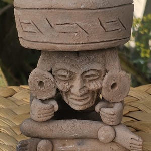 Small HUEHUETEOTL Sculpture Incense Burner ~ Popoxcomitl ~ Essence of wisdom-Heat Tolerant~Replica