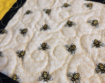 This handmade Quilted Table Runner has bees, but you won't feel the sting