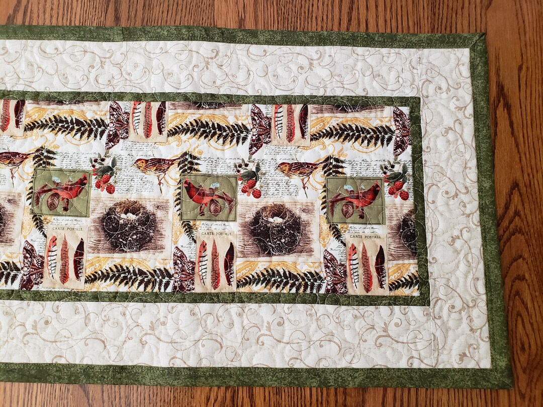 Handmade Quilted Table Runner. Birds of a Feather Flocking Together. Etsy