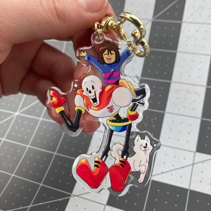 Papyrus and Frisk Acrylic Glitter Epoxy Keychain