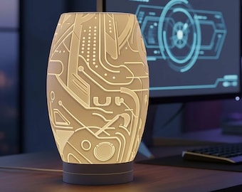 Sci fi Lamp Shade STL file – Digital 3d Printer file – no supports