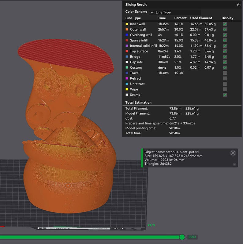 Octopus Plant Pot STL File – Digital 3d Printer file – no supports image 3