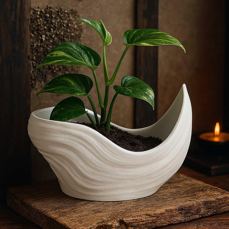 Modern Plant Pot STL File – Digital 3d Printer file – no supports image 1