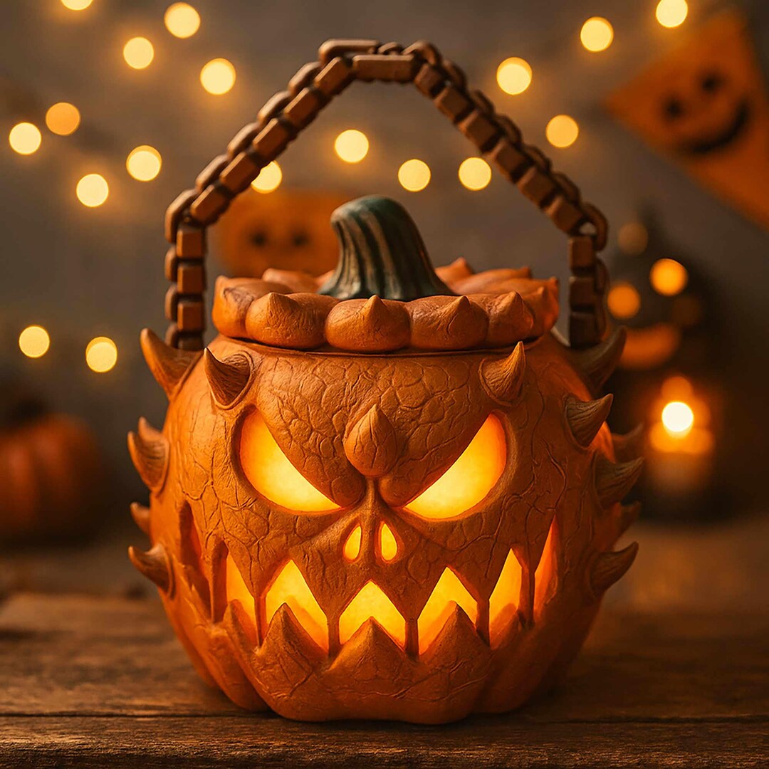 Halloween Jack O Lantern Basket STL File — 3D Printable Pumpkin Candy ...