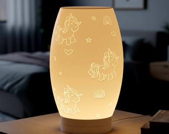 Unicorn Lamp Shade STL file – Digital 3d Printer file – no supports