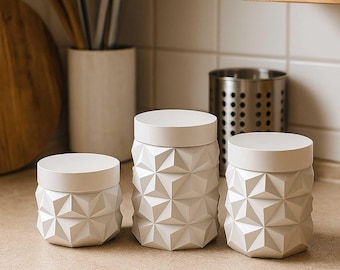 Set of 3 Storage Boxes with Screw Caps - 3D Printing STL File - Instant Download