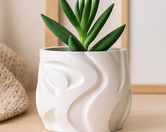 3D Printed Plant Pot STL File: Modern Indoor Planter with Drainage Digital Download