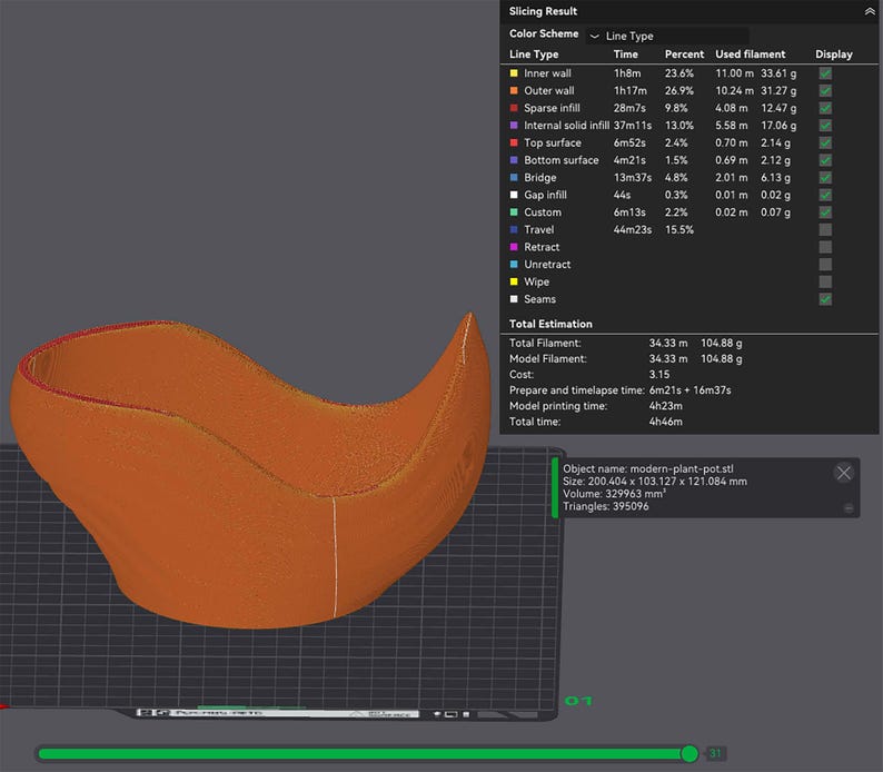 Modern Plant Pot STL File – Digital 3d Printer file – no supports image 3