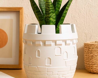 Turm Pflanzentopf STL File: 3D Print Pflanztopf mit Drainage Digitaler Download