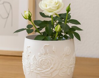 Rose Plant Pot STL File – Digital 3d Printer file – no supports