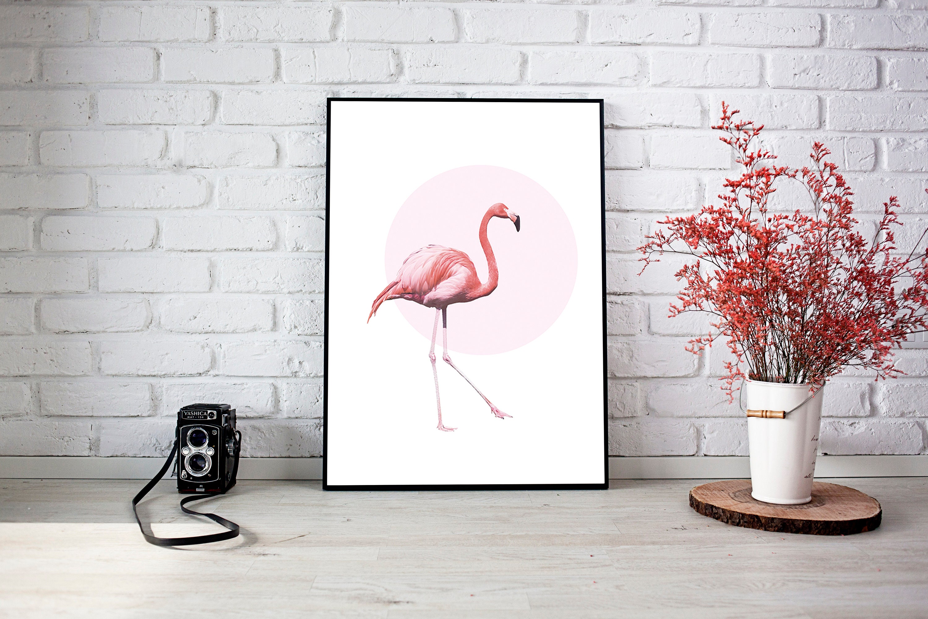 Digital Print Pink Flamingo Room Decor Wall Decoration Etsy