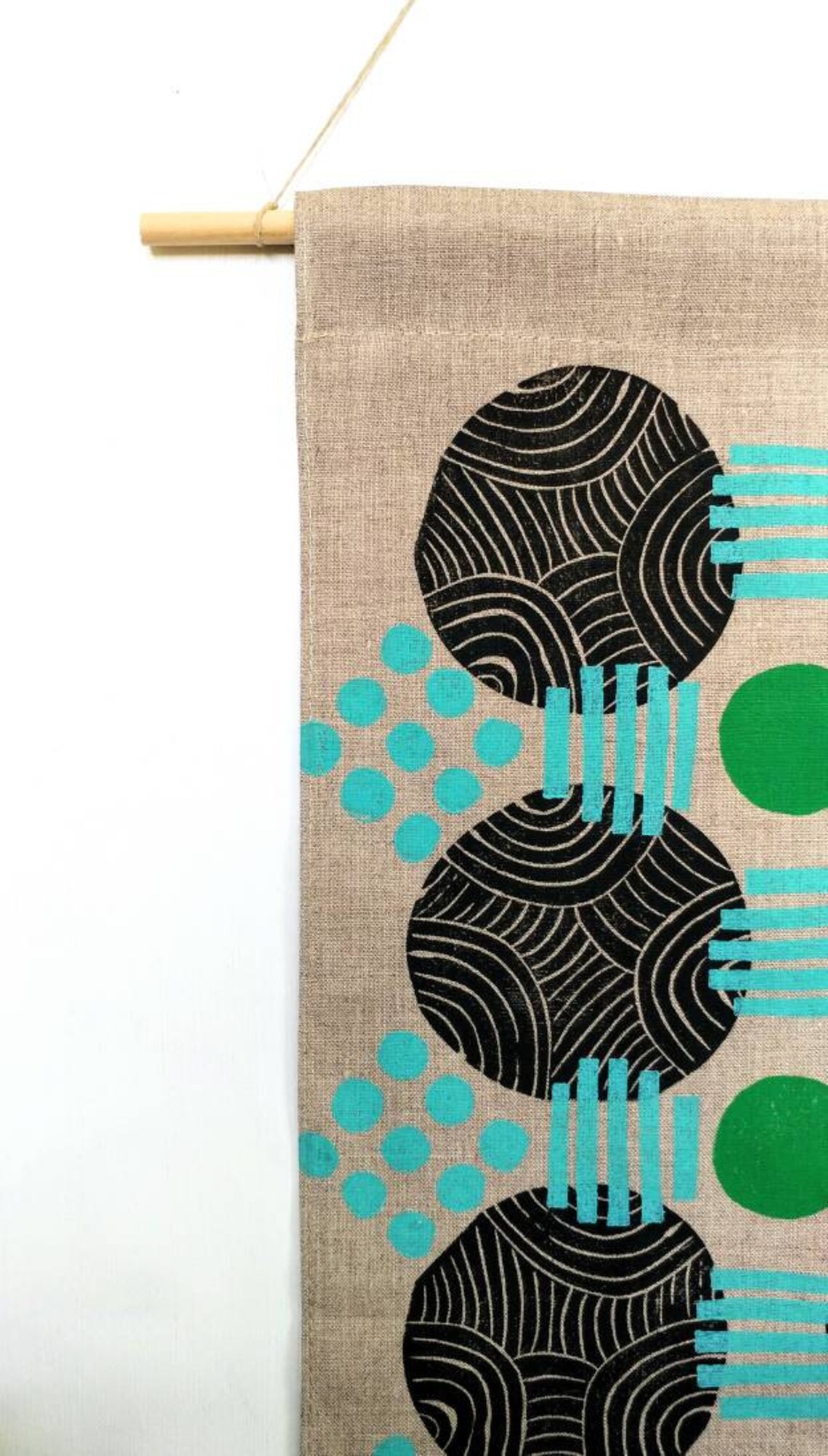 Linen wall hanging Abstract shapes print Home decor Gift Etsy