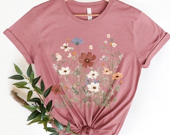 Wildflower Tshirt, Wildflower shirt for mom, Wild Flowers Shirt, Floral Shirt, Flower Shirt gift for best friend, Flower T-shirt gift