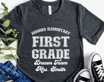 Personalized First Grade Teacher Shirt, 1st Grade Teacher Team Shirt, Custom Teacher&#39;s Name, First Day of School Shirt, 1st Grade T-Shirt