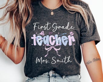 Personalized First Grade Teacher Shirt, 1st Grade Teacher Shirt, First Day of School Tshirt, Elementary Teacher Gift, Back To School Shirt