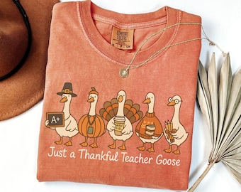 Thanksgiving Silly Teacher Goose Shirt, Thanksgiving Teacher Gift, Fall Teacher Tshirt, Cozy Autumn Tee, Comfort Colors Teacher Shirt Gift