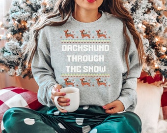 Dachshund Christmas Sweatshirt, Ugly Christmas Sweater, Christmas