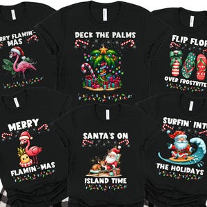 Matching Family Pajamas Shirts, Christmas Pajamas Tshirt, Tropical Christmas Family Pajamas Tee, Christmas on beach Shirt, Christmas Shirts