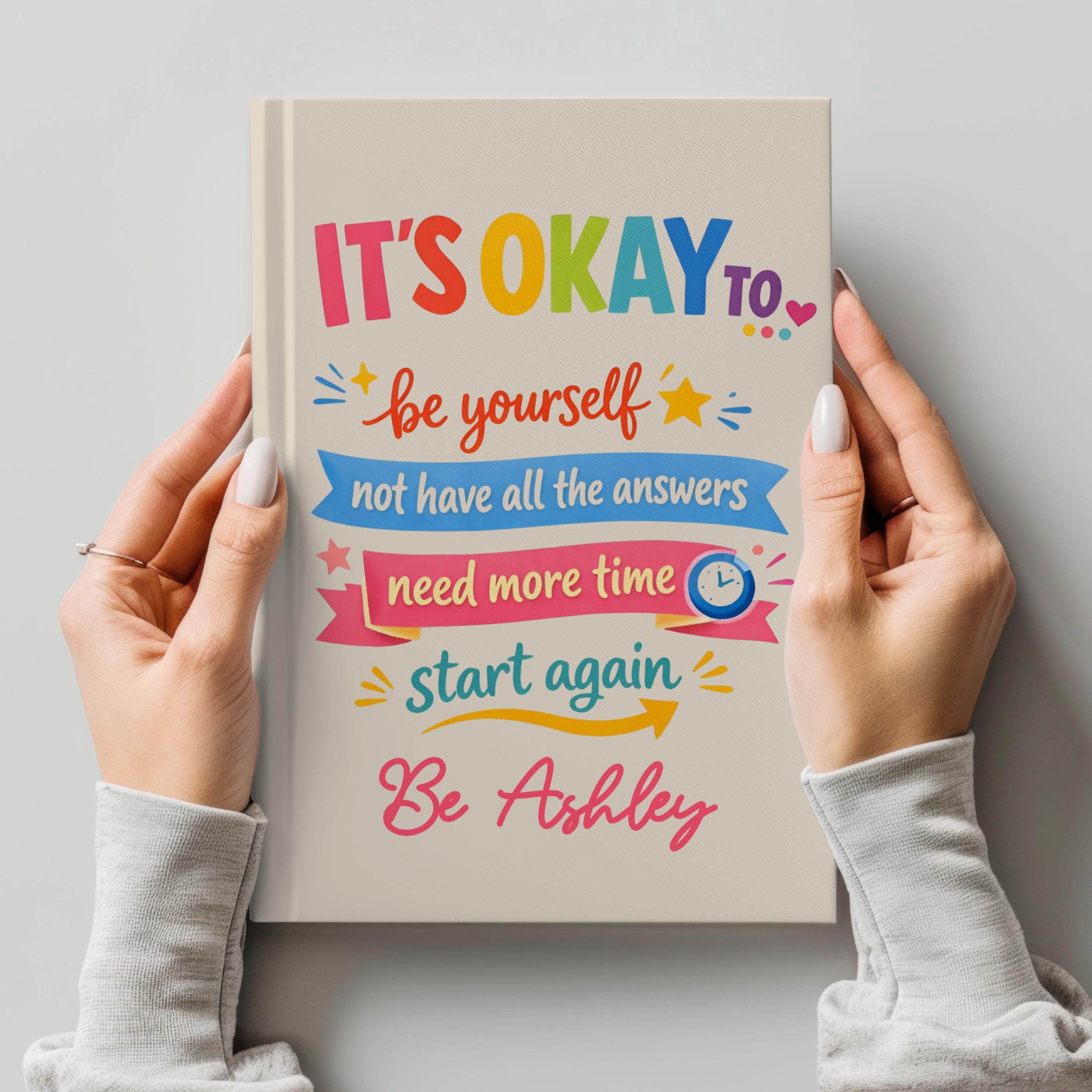 Personalized Girls Affirmations Journal, Custom Name Diary for Kids, Positive Mindset Gift, Motivational Notebook, Teen Self Esteem Gift
