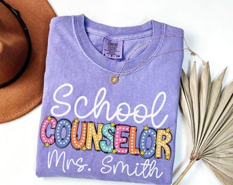 Comfort Colors School Counselor Shirt, School Counselor Tee Gift, Teacher Name Shirt, Back to School Teacher Shirt, Appreciation Counselor