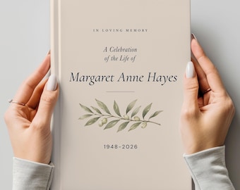 Celebration of Life Guest Book Personalized Memorial Funeral Service Book Hardcover Keepsake In Loving Memory Sympathy Gift