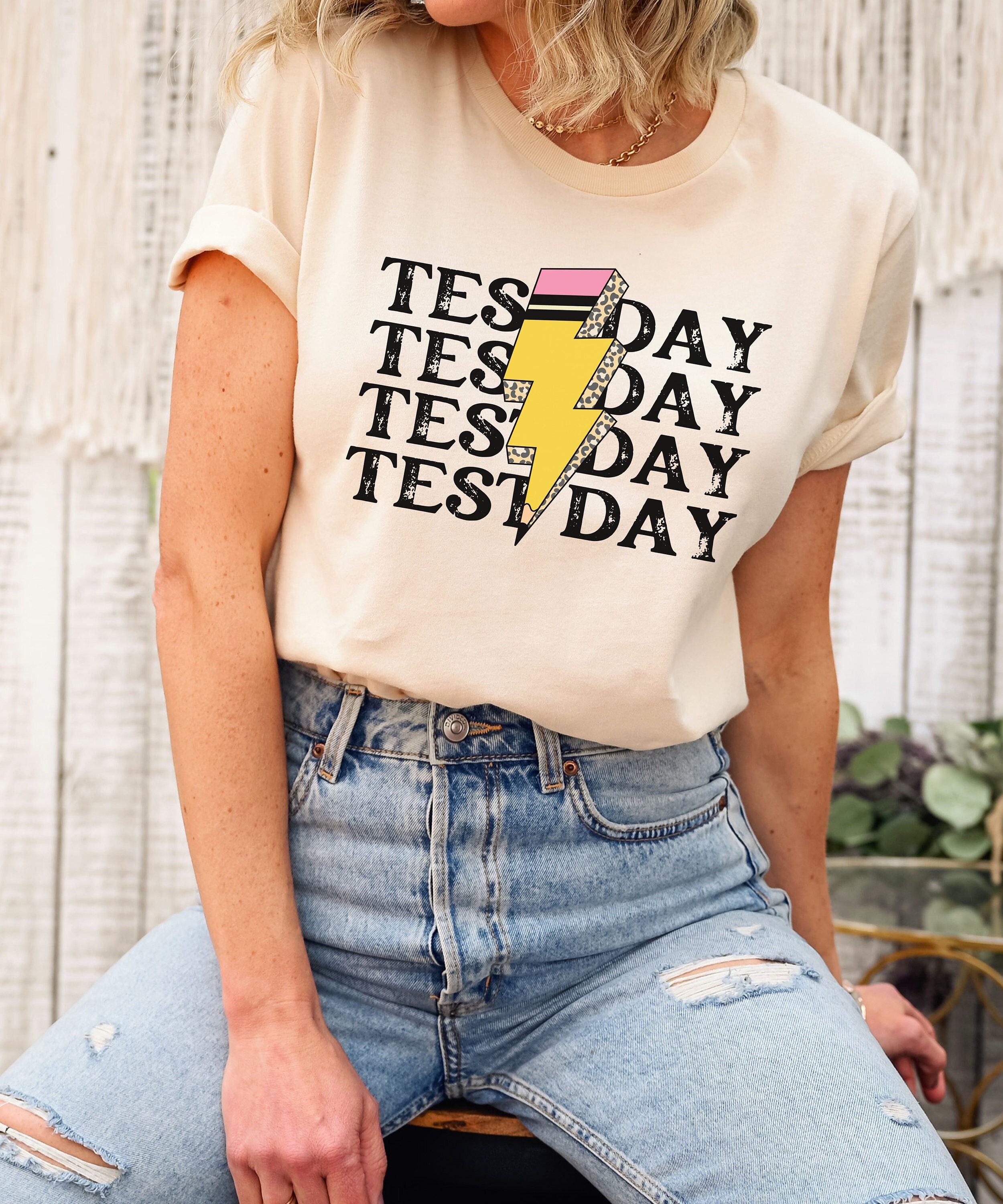 Test Day With Lightning Pencil Shirt, Teacher Testing, Funny 