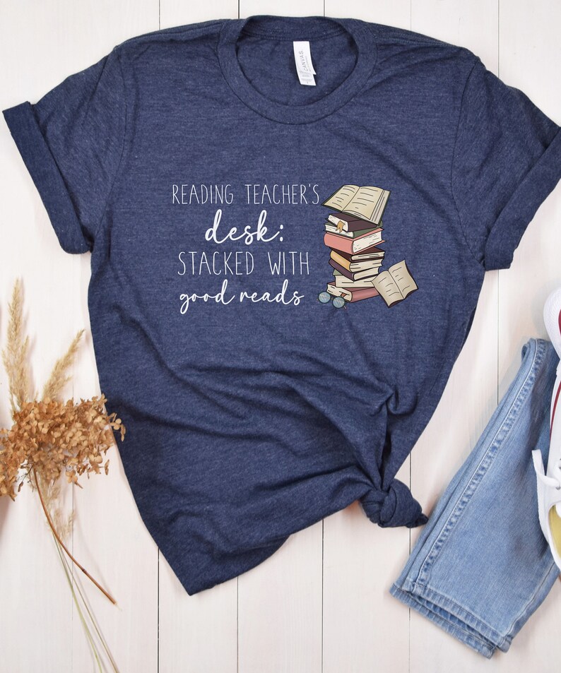 Reading Teacher's Desk Shirt, Reading Teacher Tshirt, Book Lover T ...