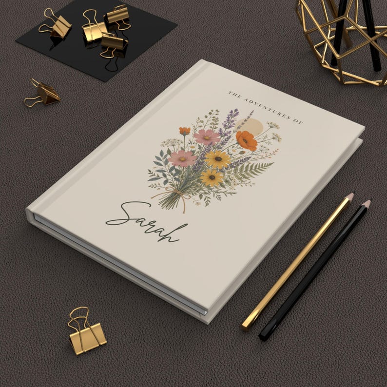 Personalized Wildflower Journal for Women, Custom Name Notebook ...