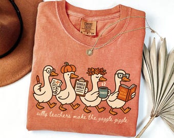 Thanksgiving Silly Teacher Goose Shirt, Thanksgiving Teacher Gift, Fall Teacher Tshirt, Cozy Autumn Tee, Comfort Colors Teacher Shirt Gift