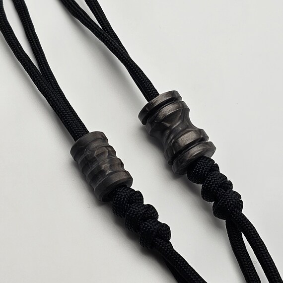 Black Carbon Dragon Scale Paracord Bead Lanyard Zipper Pull EDC