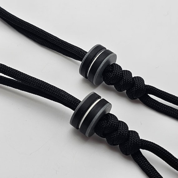 Black Slate Gray G10 Paracord Beads Zipper Pulls Lanyard EDC