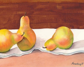 Pears, a Watercolour Print