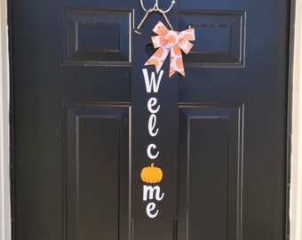 Personalized Welcome Pumpkin Apartment Door Sign | Custom Fall Outdoor hanger | Hey Pumpkin | Custom Halloween wall decor| Small Door Sign