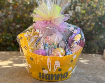 Custom Easter Basket done for you! Personalized Easter Basket Filled and shrink wrapped