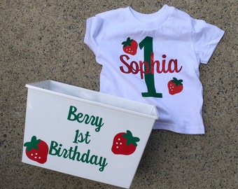 Berry First Birthday Party Themed Party Basket & Gerber Shirt Set | Berry 1st Birthday Custom shirt | Birthday Party Favors and Gift Basket