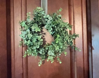 Small Eucalyptus Farmhouse Wreath Candle Ring Table Decor