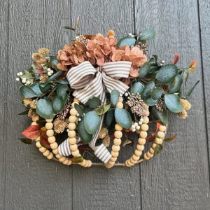 Fall Pumpkin wired wreath door hanger for housewarming gift for new home owner Fall rustic farmhouse pumpkin wreath to blend a country decor