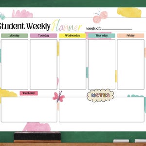 Student Weekly Planner Notepad, Teen Homework Planner, Assignment Tracker, School Planner with Goals To-do List, Back to School Planner