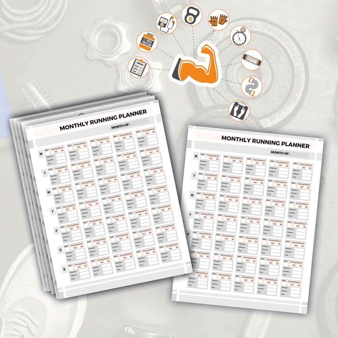 Monthly Running Planner: Weekly Exercise Tracker (digital Download) - Etsy